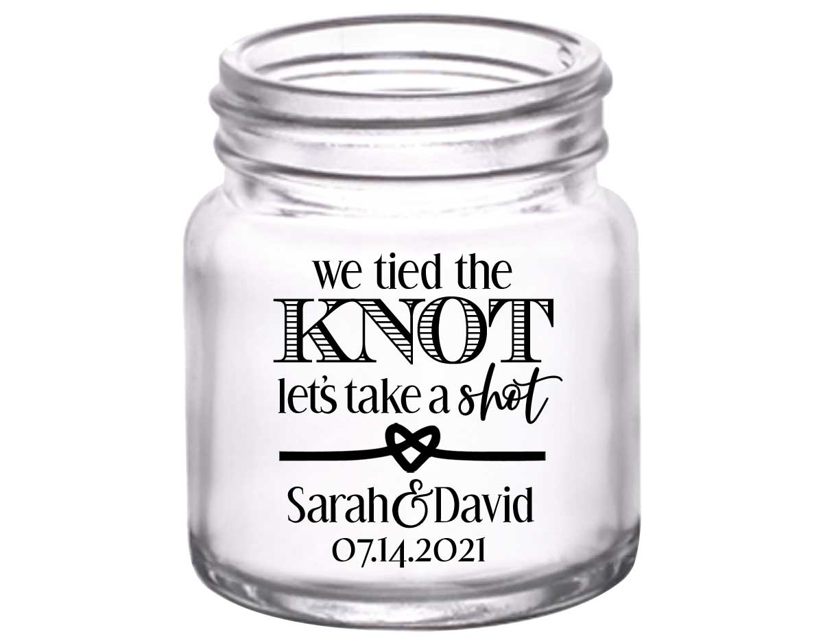 We Tied The Knot Let's Take A Shot 1A 2oz Mini Mason Shot Glasses Rustic Wedding Gifts for Guests
