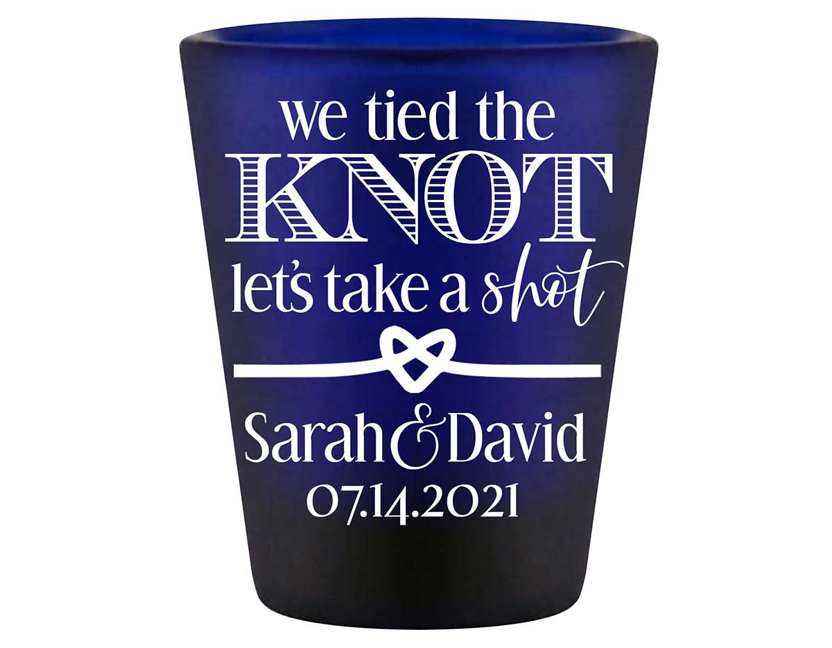 We Tied The Knot Let's Take A Shot 1A Standard 1.5oz Blue Shot Glasses Rustic Wedding Gifts for Guests