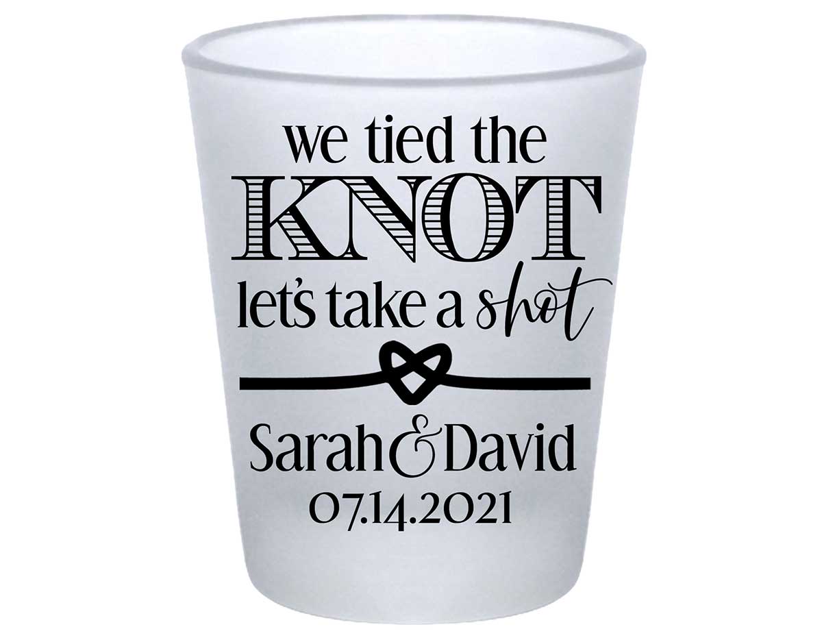 We Tied The Knot Let's Take A Shot 1A Standard 1.75oz Frosted Shot Glasses Rustic Wedding Gifts for Guests