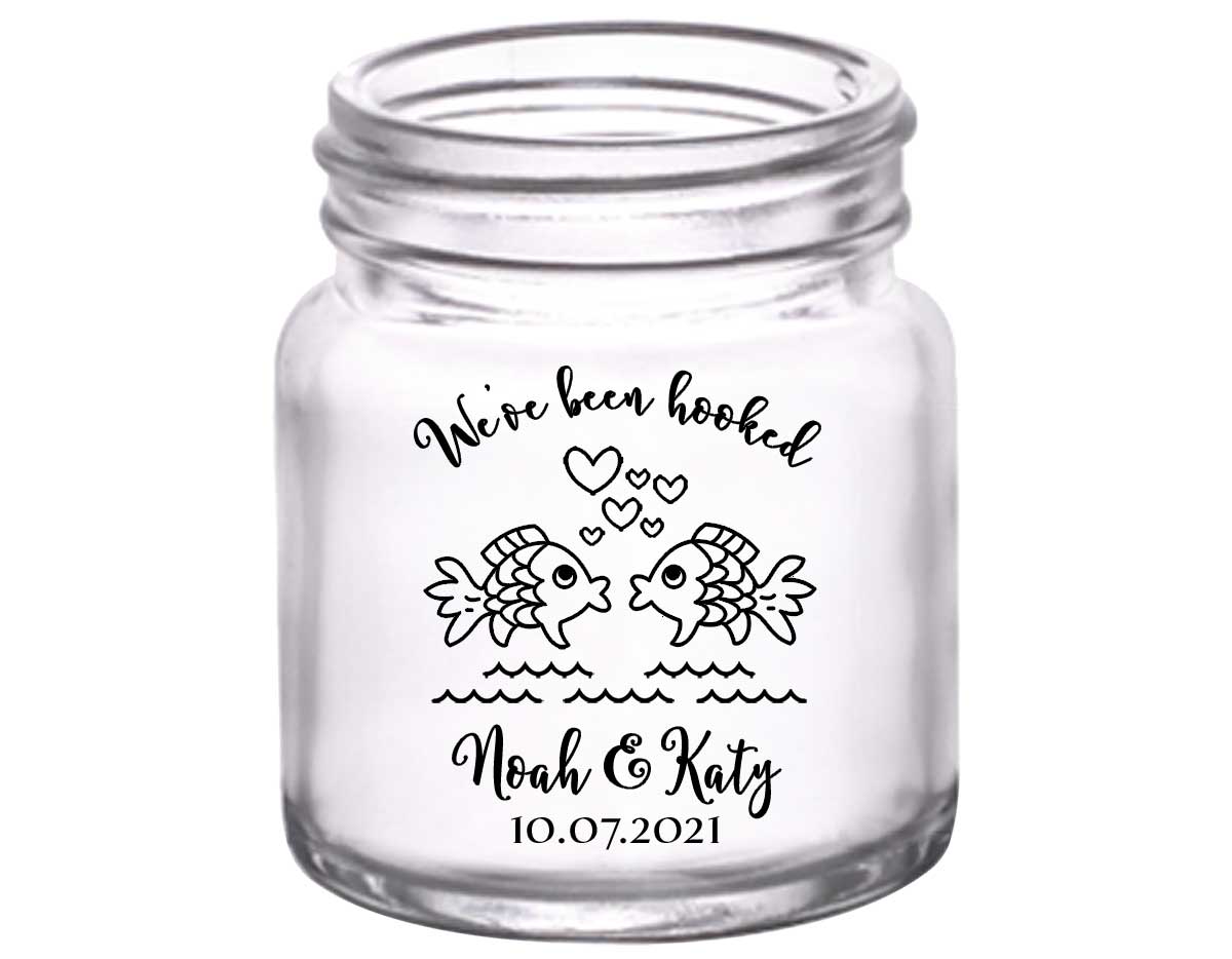 We've Been Hooked 1A 2oz Mini Mason Shot Glasses Nautical Wedding Gifts for Guests