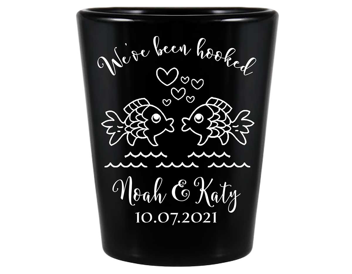 We've Been Hooked 1A Standard 1.5oz Black Shot Glasses Nautical Wedding Gifts for Guests