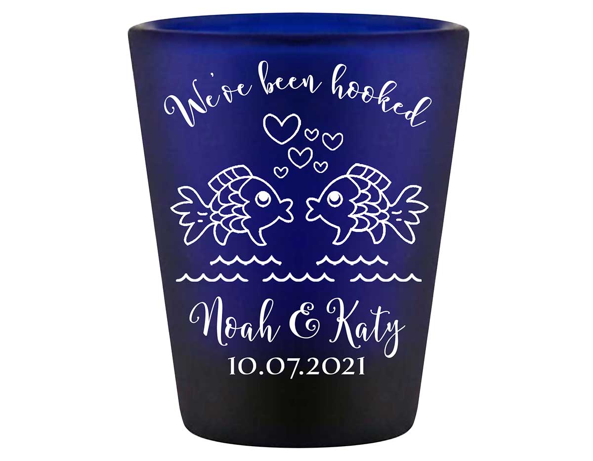 We've Been Hooked 1A Standard 1.5oz Blue Shot Glasses Nautical Wedding Gifts for Guests