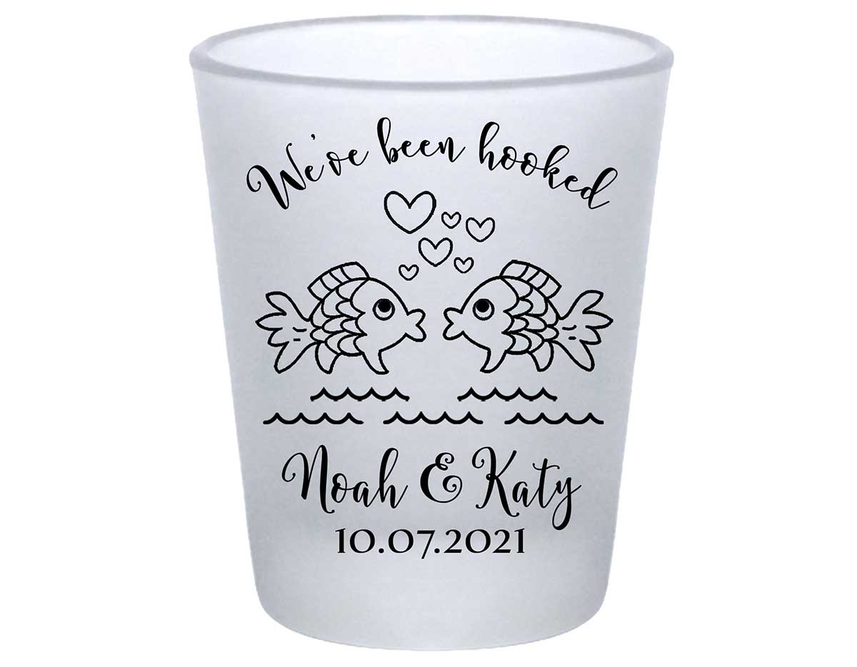 We've Been Hooked 1A Standard 1.75oz Frosted Shot Glasses Nautical Wedding Gifts for Guests