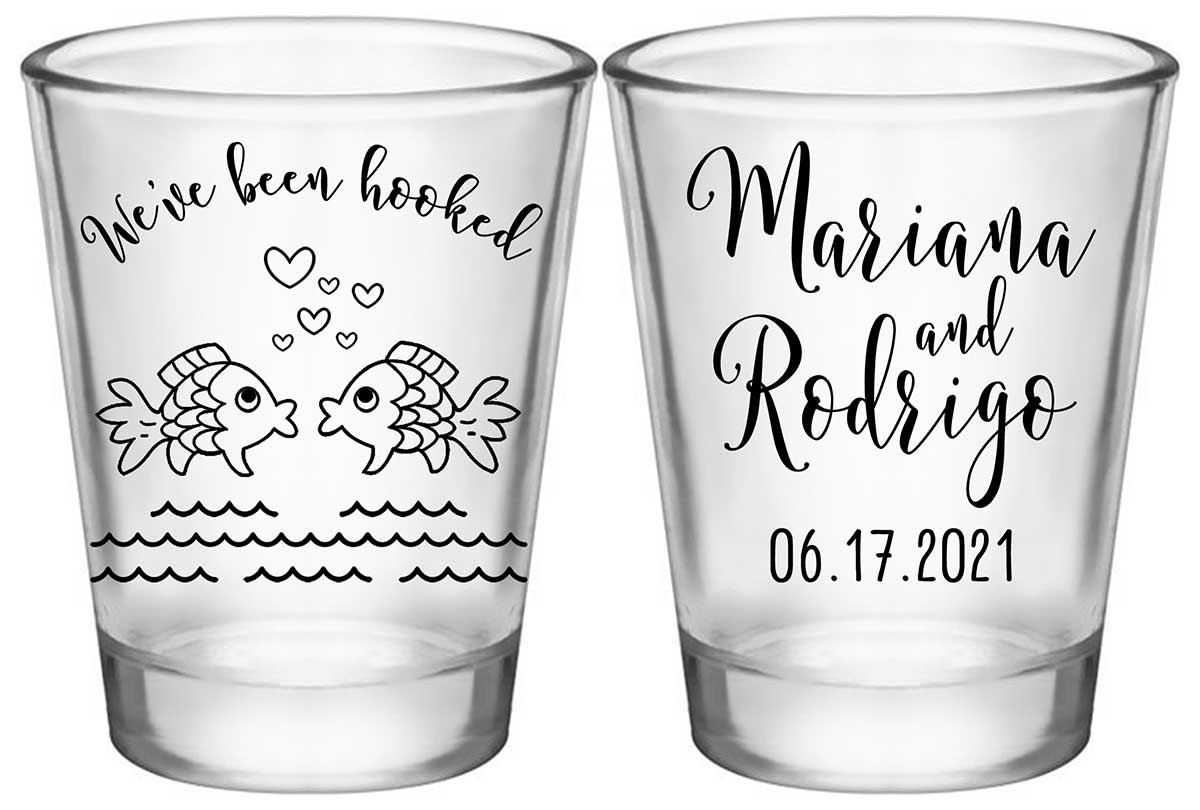 We've Been Hooked 1A2 Standard 1.75oz Clear Shot Glasses Nautical Wedding Gifts for Guests