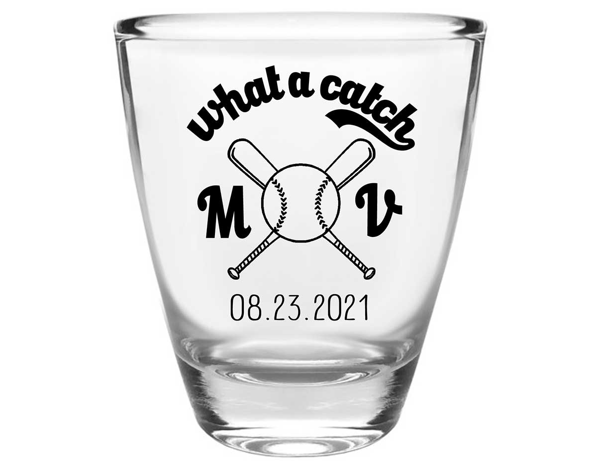 What A Catch 1A Baseball Clear 1oz Round Barrel Shot Glasses Baseball Lovers Wedding Gifts for Guests