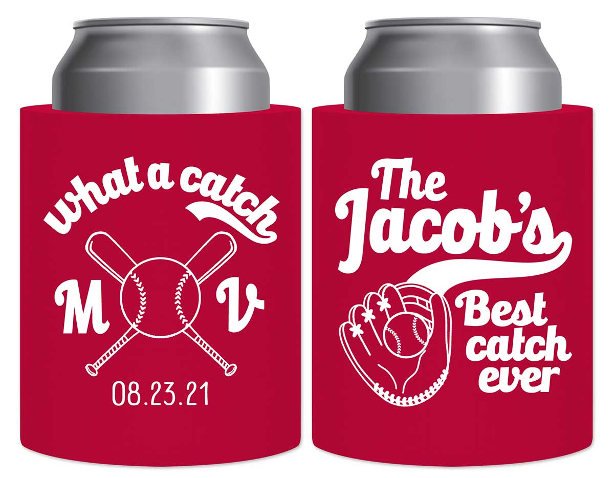 What A Catch 1A Baseball Thick Foam Can Koozies Sports Wedding Gifts for Guests