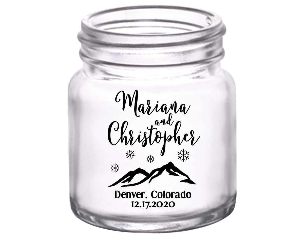 Winter Love 1A 2oz Mini Mason Shot Glasses Winter Wedding Gifts for Guests