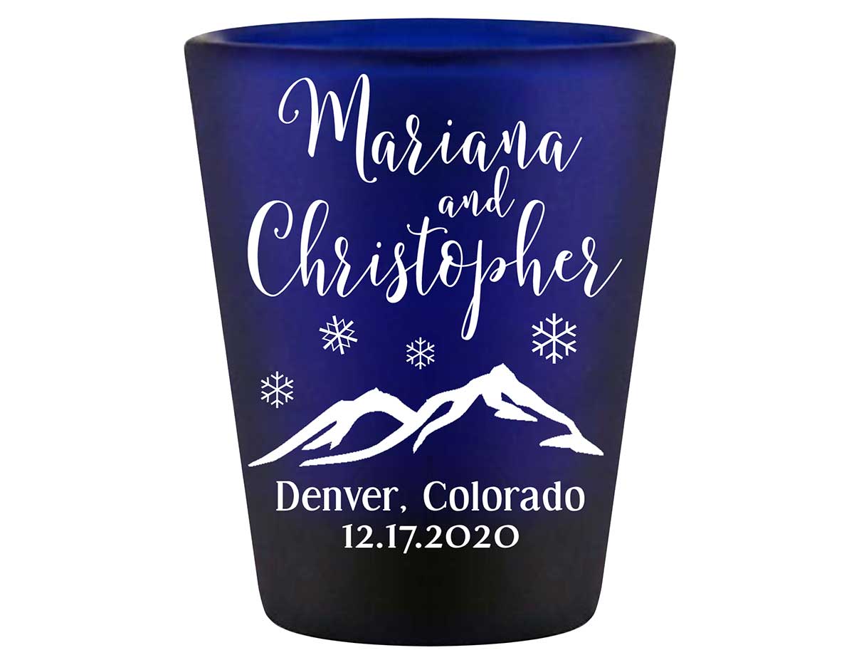 Winter Love 1A Standard 1.5oz Blue Shot Glasses Winter Wedding Gifts for Guests