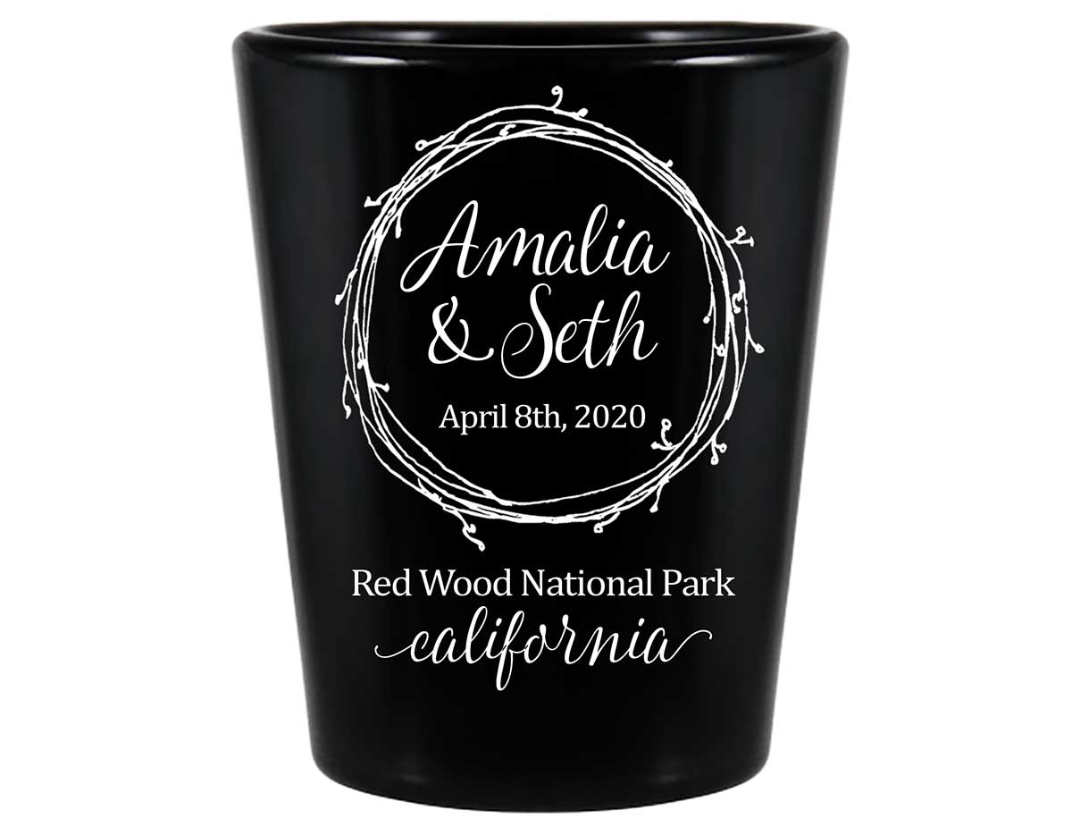 Woods Wedding 1A Standard 1.5oz Black Shot Glasses Outdoors Wedding Gifts for Guests