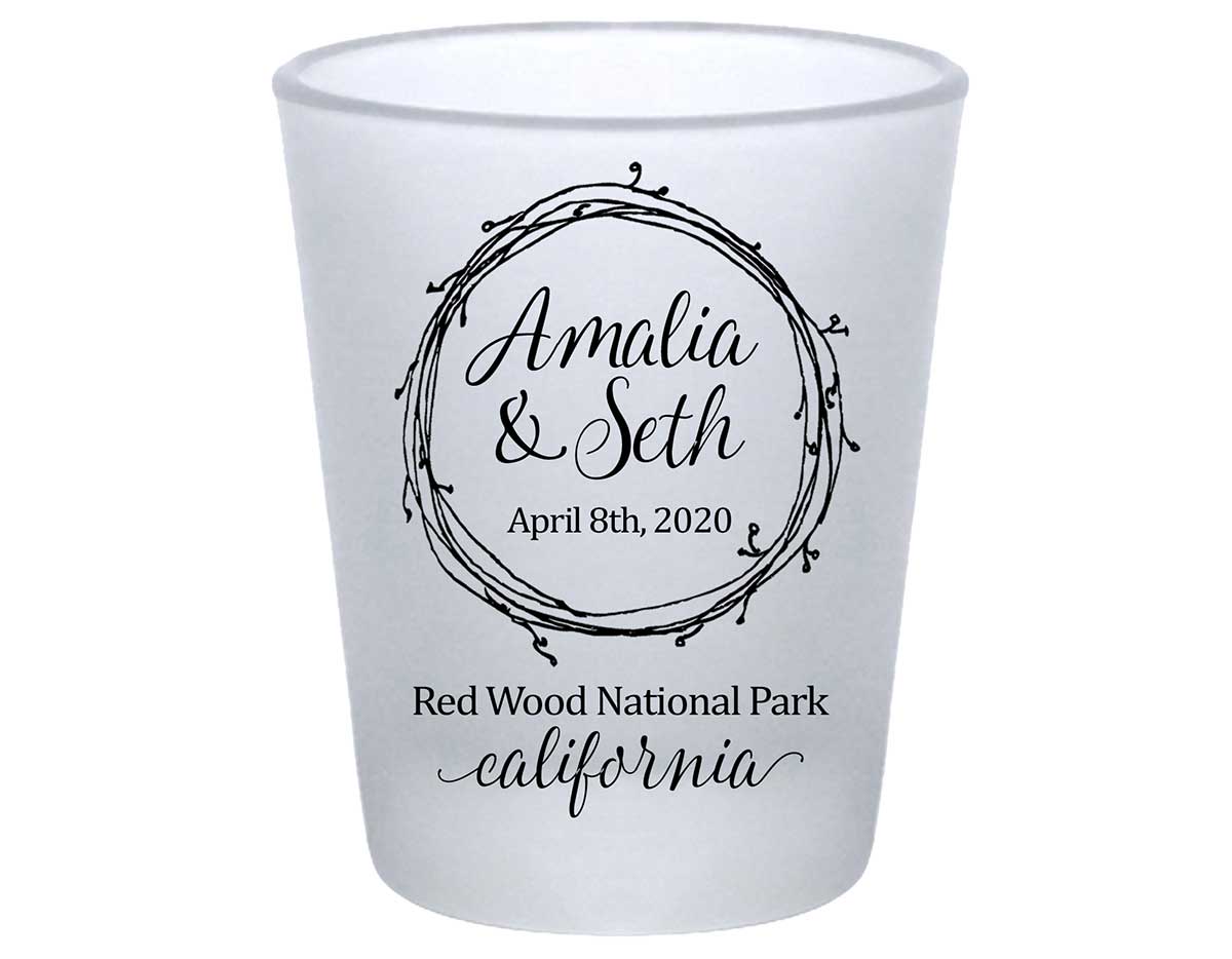 Woods Wedding 1A Standard 1.75oz Frosted Shot Glasses Outdoors Wedding Gifts for Guests