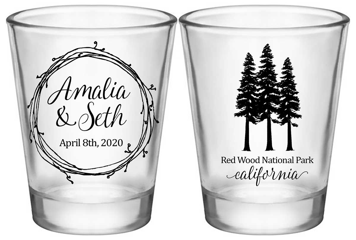 Woods Wedding 1A2 Standard 1.75oz Clear Shot Glasses Outdoors Wedding Gifts for Guests