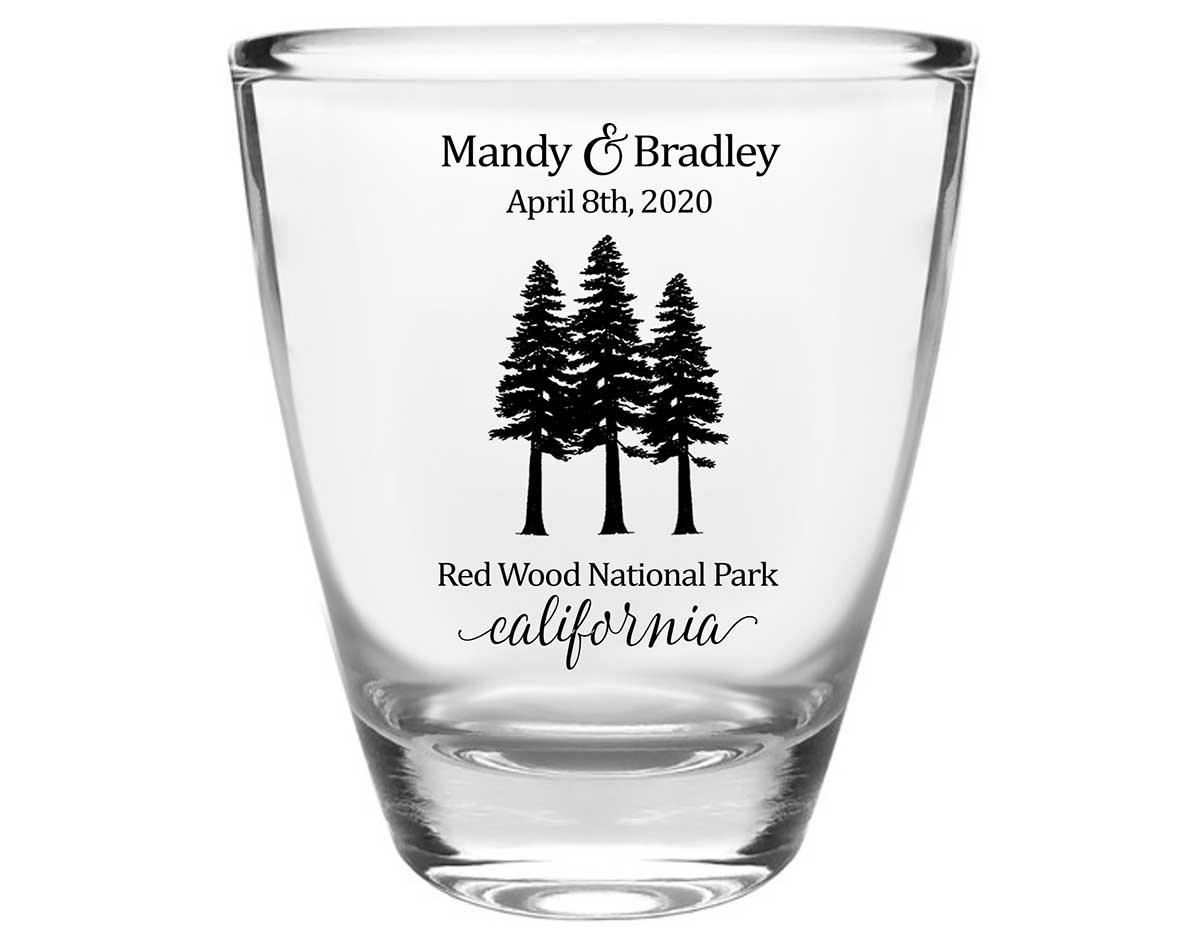 Woods Wedding 1B Clear 1oz Round Barrel Shot Glasses Outdoors Wedding Gifts for Guests