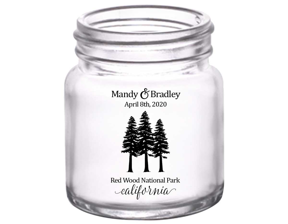 Woods Wedding 1B 2oz Mini Mason Shot Glasses Outdoors Wedding Gifts for Guests