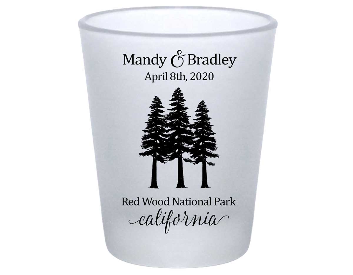 Woods Wedding 1B Standard 1.75oz Frosted Shot Glasses Outdoors Wedding Gifts for Guests
