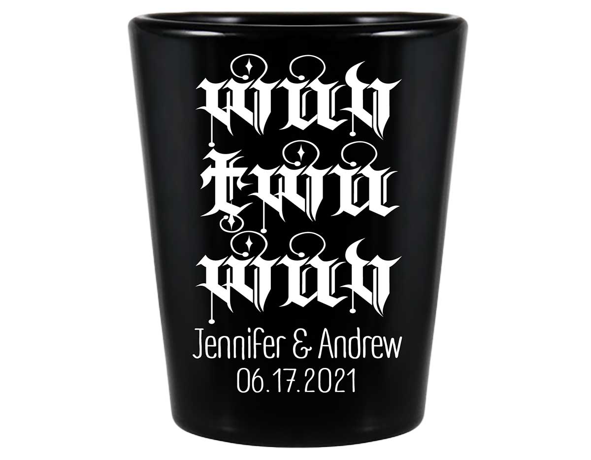 Wuv Twu Wuv 1A Standard 1.5oz Black Shot Glasses Princess Bride Wedding Gifts for Guests