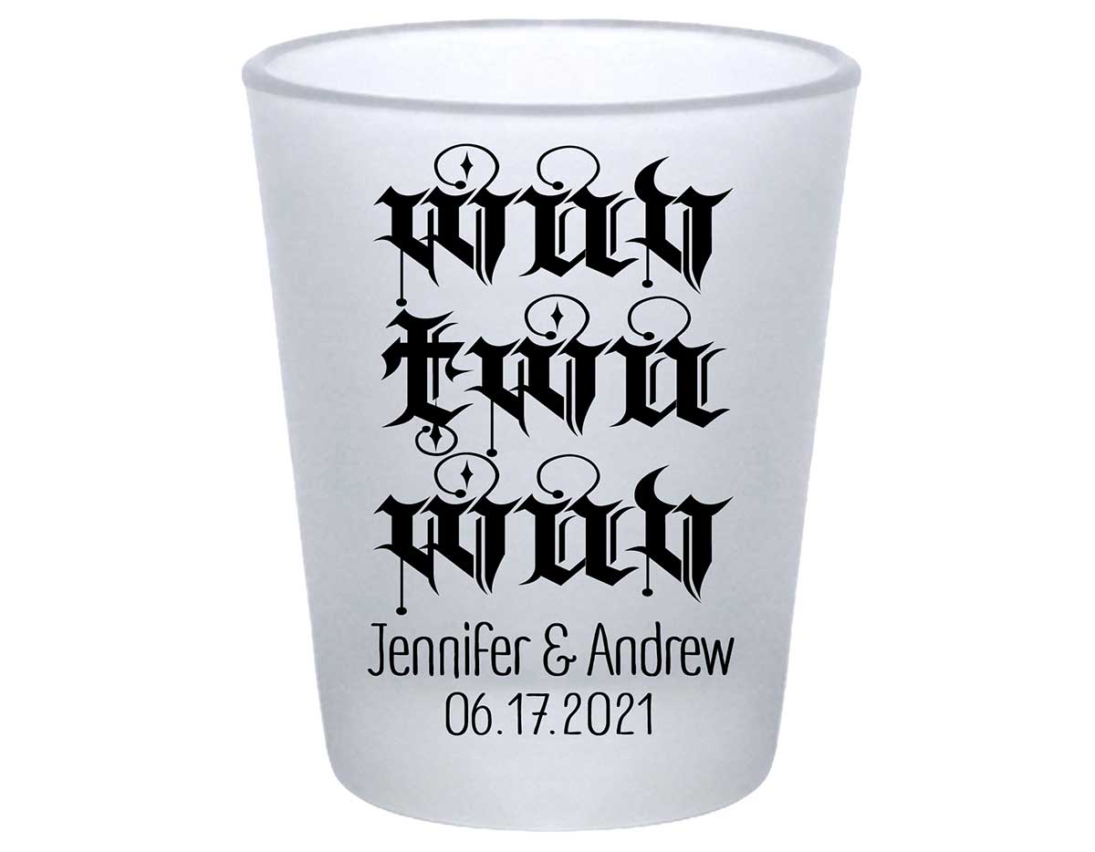 Wuv Twu Wuv 1A Standard 1.75oz Frosted Shot Glasses Princess Bride Wedding Gifts for Guests