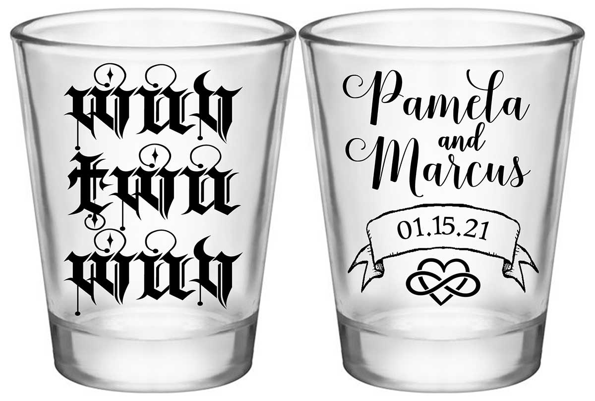 Wuv Twu Wuv 1A2 Standard 1.75oz Clear Shot Glasses Princess Bride Wedding Gifts for Guests
